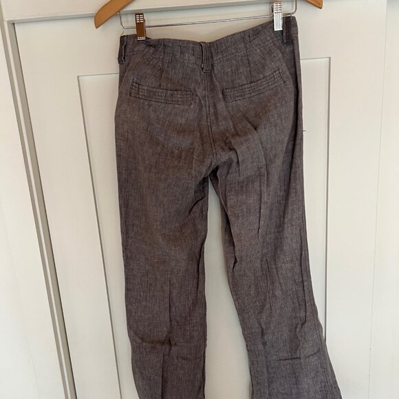 Anthropologie Pilcro Herringbone Linen Trousers - Size 0 Petite - Picture 4 of 10